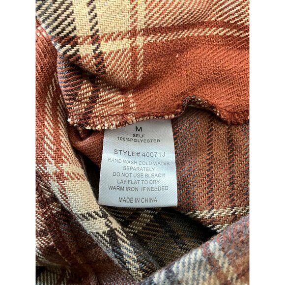 Blue B Collection Women's Plaid Rust Shacket Medium 100% Polyester - Picture 4 of 9